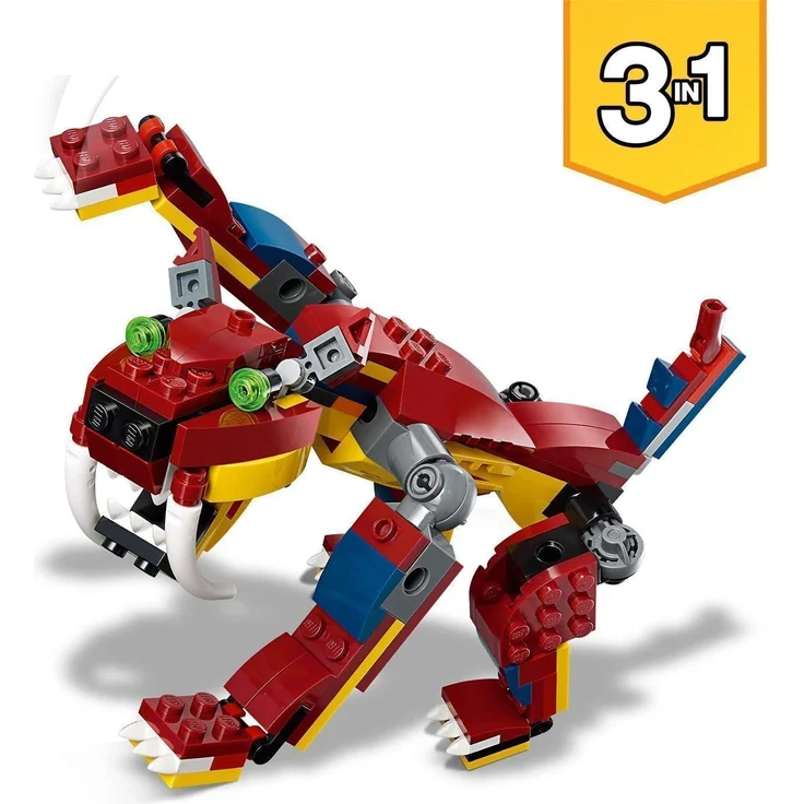 LEGO 31102 Creator 3-in-1 Feuerdrache, Feuerdrache - Säbelzahntiger - Skorpion Bauset – Bild 4