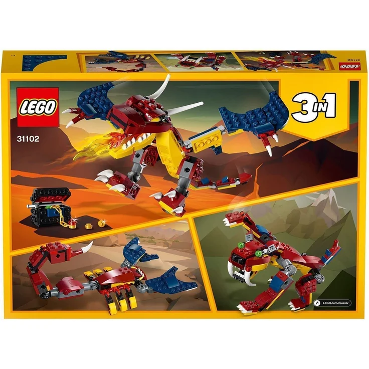LEGO 31102 Creator 3-in-1 Feuerdrache, Feuerdrache - Säbelzahntiger - Skorpion Bauset – Bild 7