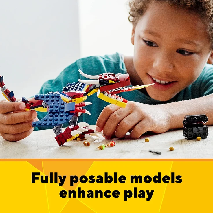 LEGO 31102 Creator 3-in-1 Feuerdrache, Feuerdrache - Säbelzahntiger - Skorpion Bauset – Bild 12