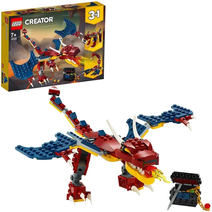 LEGO 31102 Creator 3-in-1 Feuerdrache, Feuerdrache - Säbelzahntiger - Skorpion Bauset – Bild 1