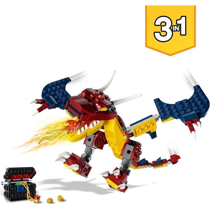 LEGO 31102 Creator 3-in-1 Feuerdrache, Feuerdrache - Säbelzahntiger - Skorpion Bauset – Bild 2