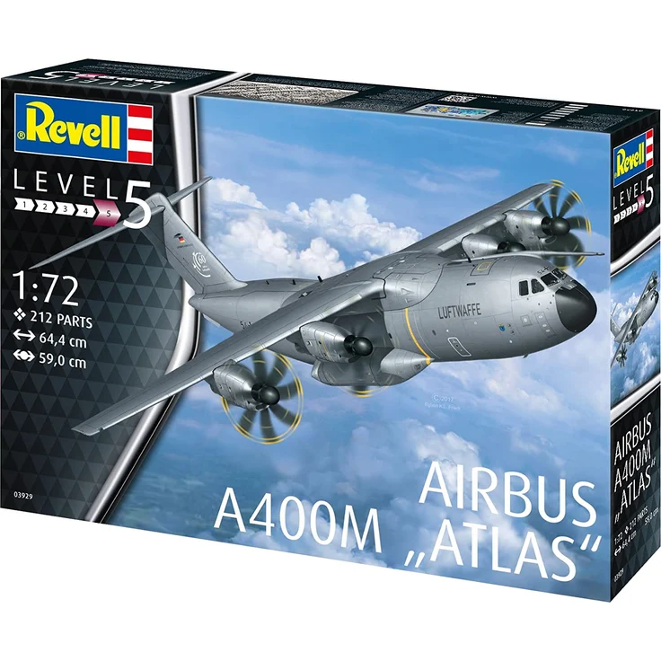 Revell REV-03929 Airbus A400M Atlas, Flugzeugmodellbausatz 1:72, 64,4 cm 03929, unlackiert – Bild 11
