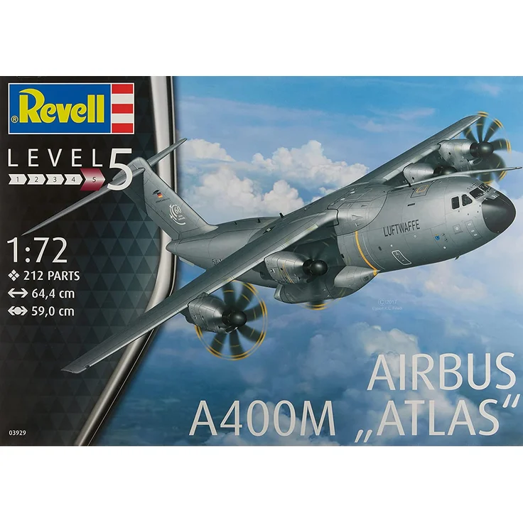 Revell REV-03929 Airbus A400M Atlas, Flugzeugmodellbausatz 1:72, 64,4 cm 03929, unlackiert – Bild 3