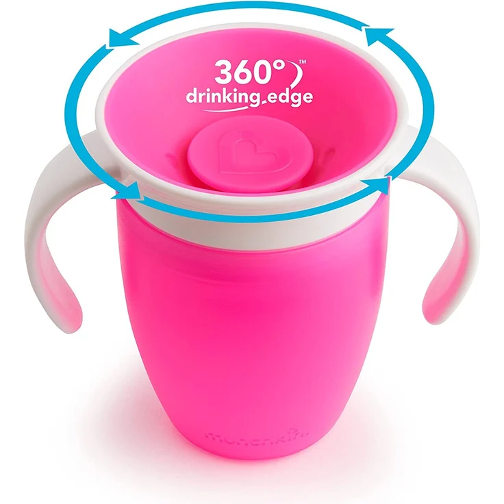 Munchkin Miracle 360ᵒ Trinklernbecher mit Griffen, auslaufsicher, ab 6 Monaten, rosa, 207 ml – Bild 3