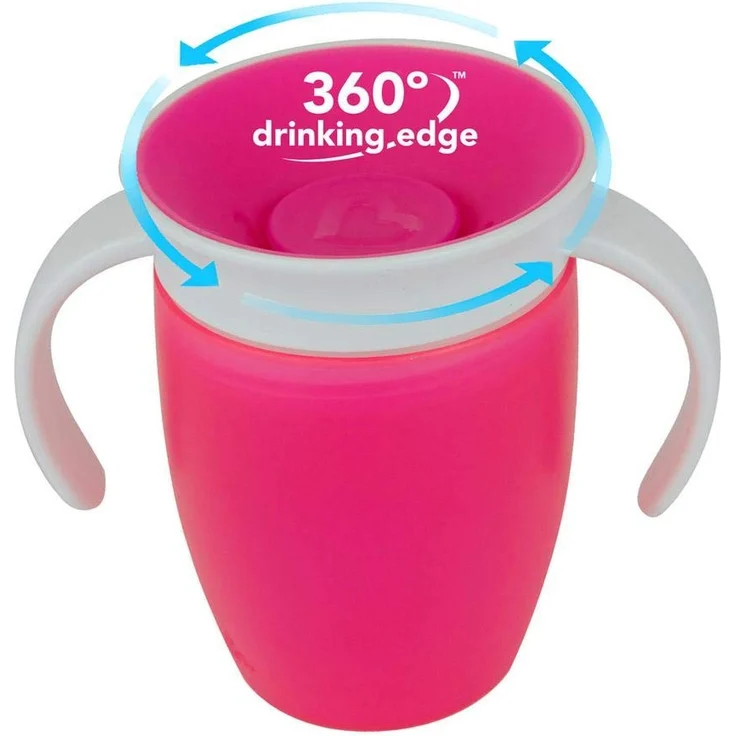 Munchkin Miracle 360ᵒ Trinklernbecher mit Griffen, auslaufsicher, ab 6 Monaten, rosa, 207 ml – Bild 7