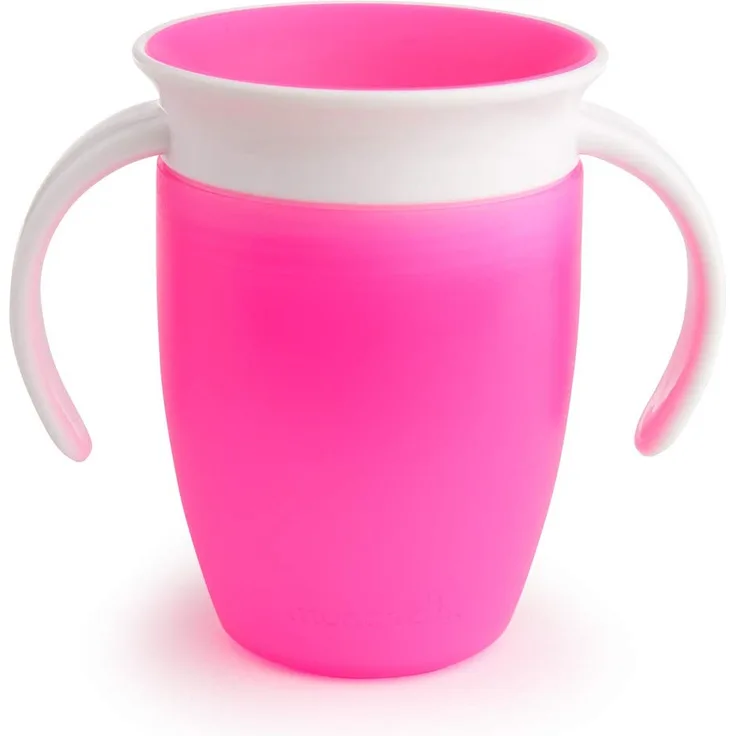 Munchkin Miracle 360ᵒ Trinklernbecher mit Griffen, auslaufsicher, ab 6 Monaten, rosa, 207 ml