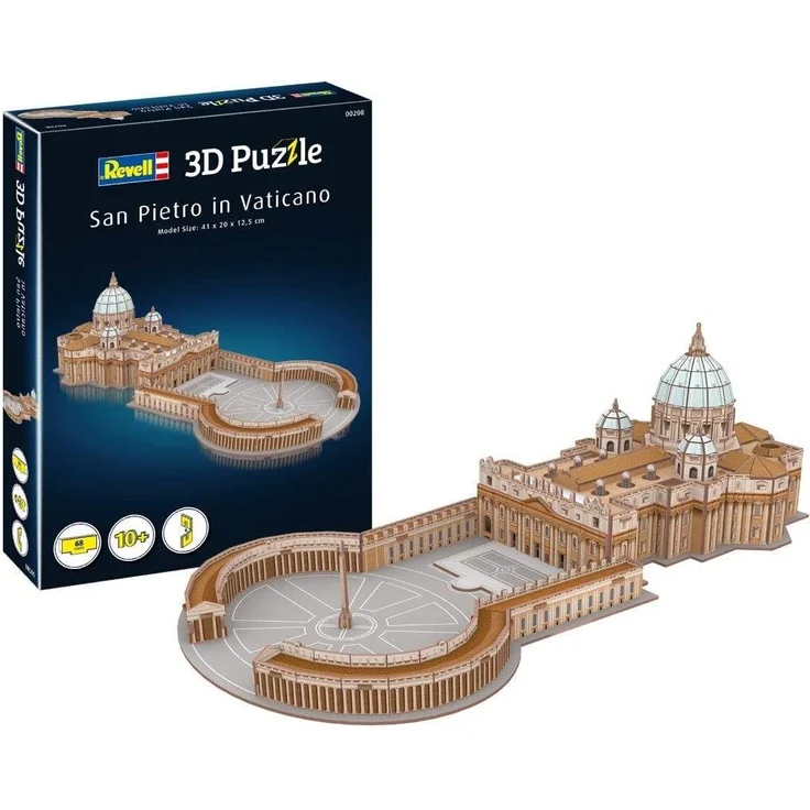 Revell 3D Puzzle 00208 Basilika Sankt Peter im Vatikan, der berühmte Petersdom in Rom, Länge 41 cm Die Welt in 3D entdecken, Bastelspass für Jung und Alt, farbig – Bild 1