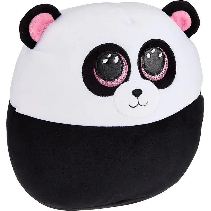 TY- Squish a Boos Kissen, Motiv Paris der Panda, 40 cm, Weiß/Schwarz