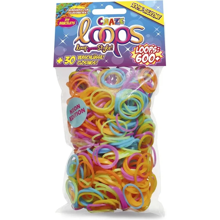 CRAZE Loops 600er Knüpfringe bunt Silikonringe Armband Silikon Bänder Gummi Mega US-Trend 50973, Farbenmix