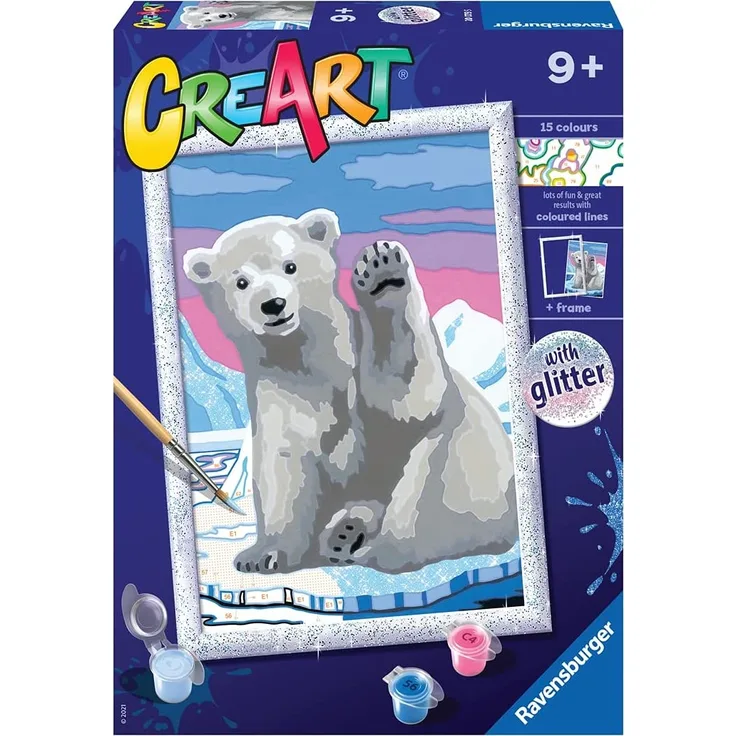 Ravensburger CreArt Pawesome Eisbär Malen nach Zahlen Kits für Kinder – Malerei Kunst und Handwerk für Kinder ab 9 Jahren
