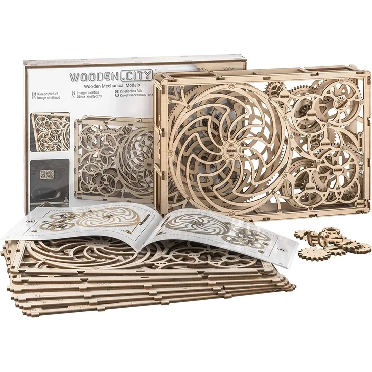 3D-Holzfunktionsbausätze 'Kinetic Picture' 340 x 224 x 62 mm by WOODEN.CITY | 3D-Puzzle Zusammenbau ohne Klebstoff