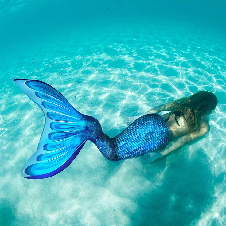 Fin Fun 'Mermaid Tail', Meerjungfrau-Flosse in Größe S/M, blau, für sichere Schwimmer ab 6 Jahren, inkl. Monoflosse – Bild 3