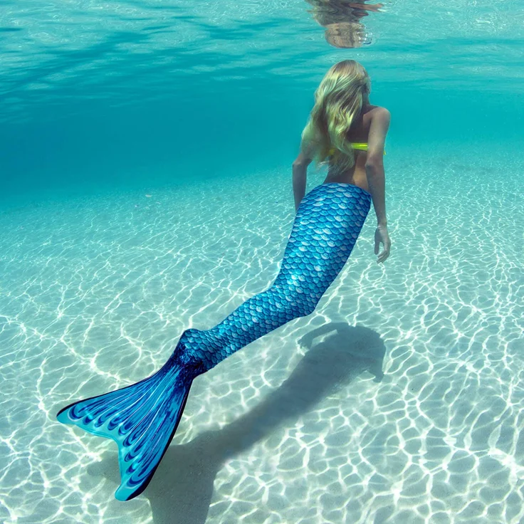 Fin Fun 'Mermaid Tail', Meerjungfrau-Flosse in Größe S/M, blau, für sichere Schwimmer ab 6 Jahren, inkl. Monoflosse – Bild 5