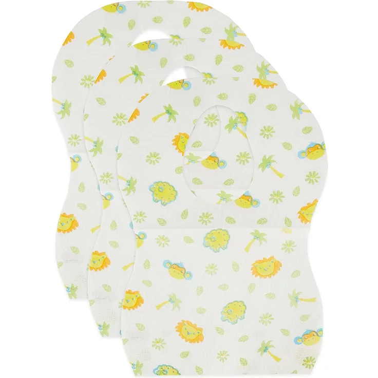 Bieco Einweg Lätzchen | 30 stk. aus Zellstoff | Lätzchen Baby, ideal für unterwegs | Baby Bib | Spucktücher Baby | Lätzchen Weiß mit Motiven | Lätzchen zum Binden | Baby Bibs | Latz Baby Tuch