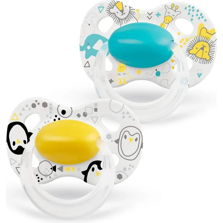 Medela Schnuller Original, 0-6M, 6-18M, 18+M 6-18 Months DUO 2 Pieces, yellow & aqua