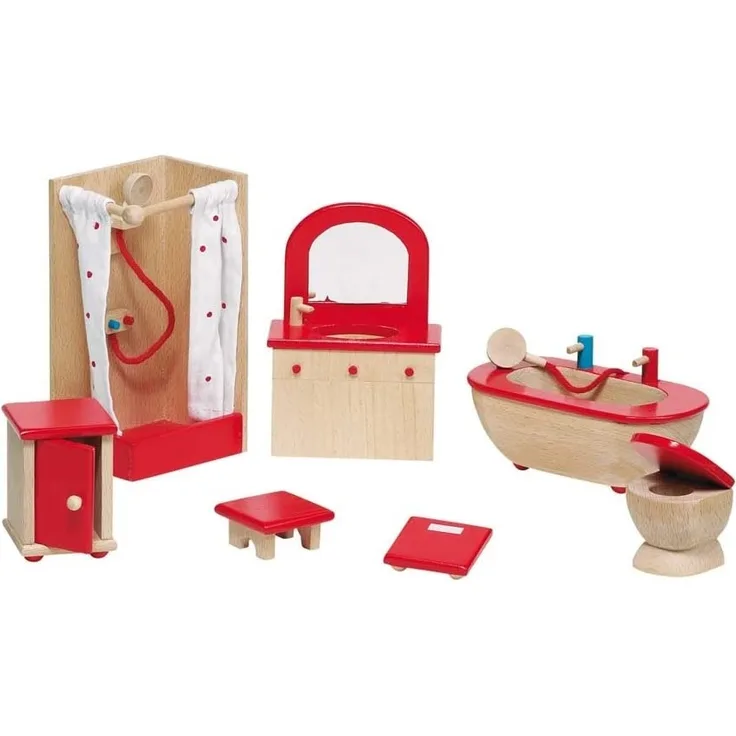 Goki 51959 - Badezimmer, 7-teilig, Puppenhausmöbel