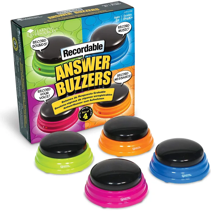 Learning Resources LER3769 Resources Buzzer mit Aufnahmefunktion (4 Stück), (Umverpackung kann abweichen)