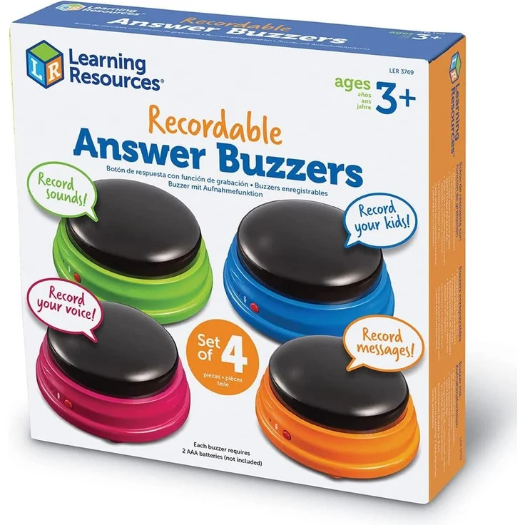Learning Resources LER3769 Resources Buzzer mit Aufnahmefunktion (4 Stück), (Umverpackung kann abweichen) – Bild 6