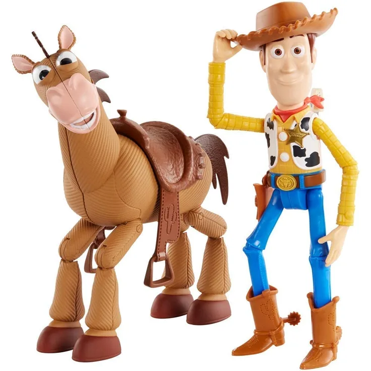 Mattel GDB91 - Toy Story 4 2er Actionfiguren Pack Woody und Bully Abenteuerset, 17 cm Spielzeug und Pferd ab 3 Jahren