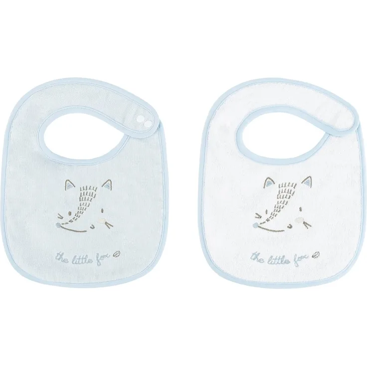 Kikkaboo Babylatz Frottee 2-teiliges Set, Lätzchen, Druckknopf, 100% Baumwolle blau