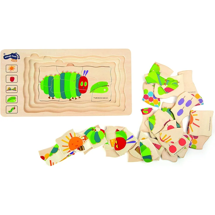 small foot 10431 Schichtenpuzzle "Raupe Nimmersatt" aus Holz, 5 Schichten mit unterschiedlichen Motiven, ab 3 Jahren – Bild 4