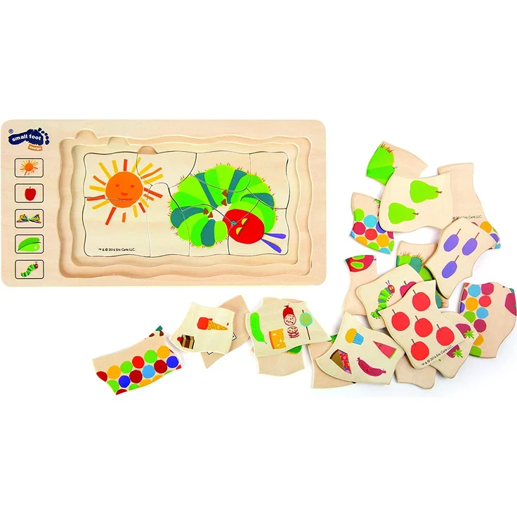 small foot 10431 Schichtenpuzzle "Raupe Nimmersatt" aus Holz, 5 Schichten mit unterschiedlichen Motiven, ab 3 Jahren – Bild 3