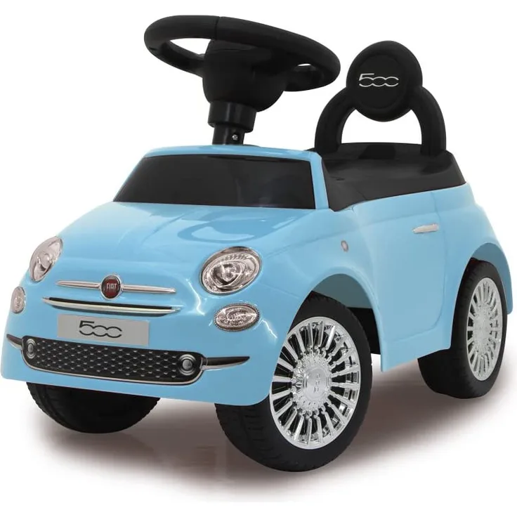 Jamara 460327 - Rutscher Fiat 500 blau - offiziell lizenziert, Kofferraum unter der Sitzfläche, Schub- und Haltegriff, verschiedene Sounds, Hupe, originalgetreue Optik, wertige Verarbeitung