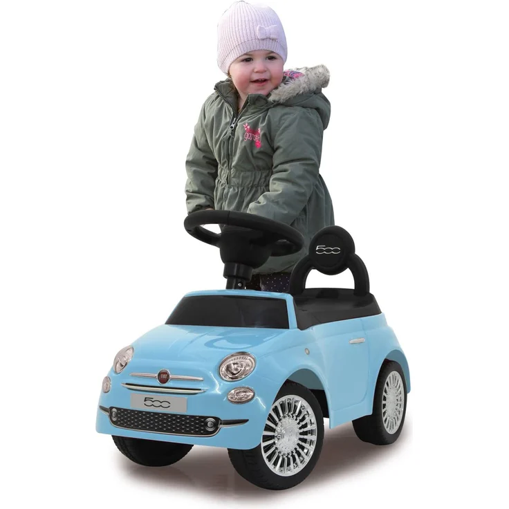 Jamara 460327 - Rutscher Fiat 500 blau - offiziell lizenziert, Kofferraum unter der Sitzfläche, Schub- und Haltegriff, verschiedene Sounds, Hupe, originalgetreue Optik, wertige Verarbeitung – Bild 2