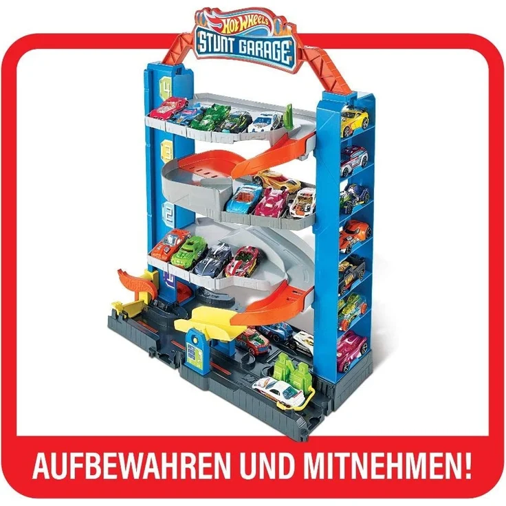 Hot Wheels GNL70 - Hot Wheels City Stunt Garage Spielset, Aufzug zum Befördern von Fahrzeugen, farbenfrohes Set, Geschenk für Kinder von 3 bis 8 Jahren – Bild 5
