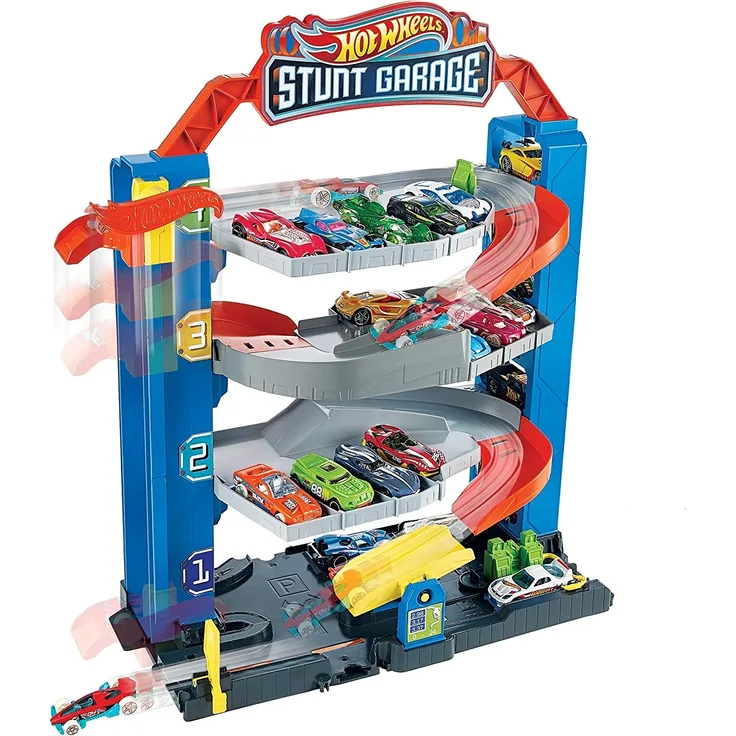 Hot Wheels GNL70 - Hot Wheels City Stunt Garage Spielset, Aufzug zum Befördern von Fahrzeugen, farbenfrohes Set, Geschenk für Kinder von 3 bis 8 Jahren