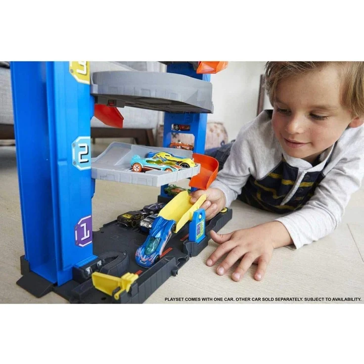 Hot Wheels GNL70 - Hot Wheels City Stunt Garage Spielset, Aufzug zum Befördern von Fahrzeugen, farbenfrohes Set, Geschenk für Kinder von 3 bis 8 Jahren – Bild 8