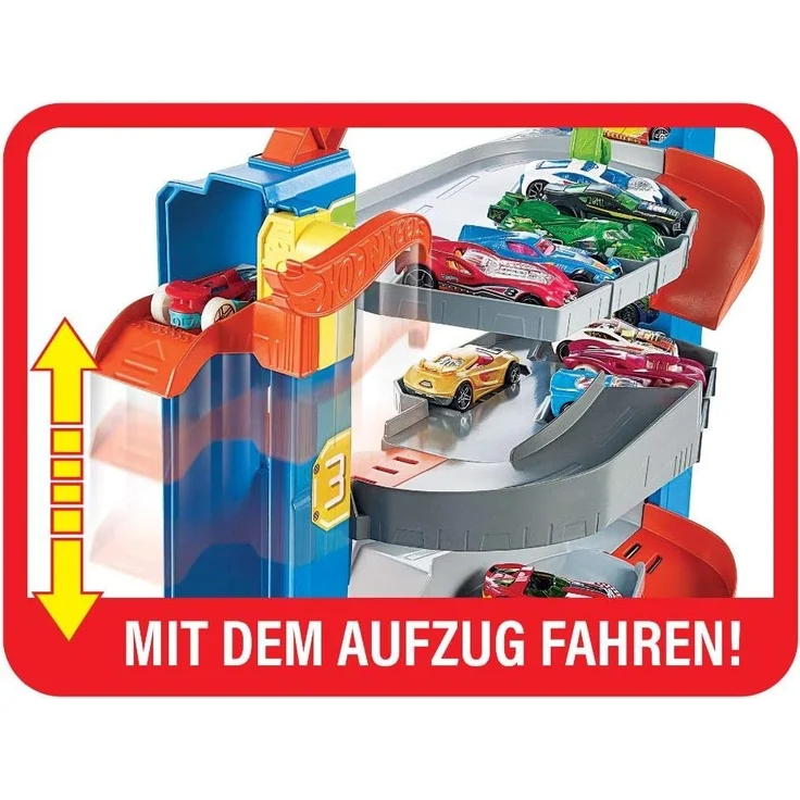 Hot Wheels GNL70 - Hot Wheels City Stunt Garage Spielset, Aufzug zum Befördern von Fahrzeugen, farbenfrohes Set, Geschenk für Kinder von 3 bis 8 Jahren – Bild 3