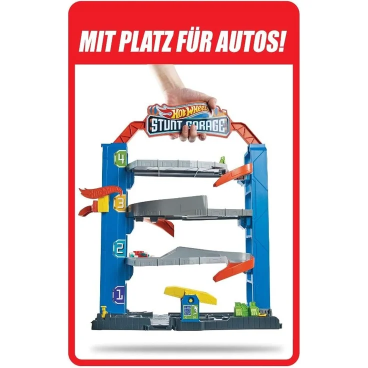 Hot Wheels GNL70 - Hot Wheels City Stunt Garage Spielset, Aufzug zum Befördern von Fahrzeugen, farbenfrohes Set, Geschenk für Kinder von 3 bis 8 Jahren – Bild 2