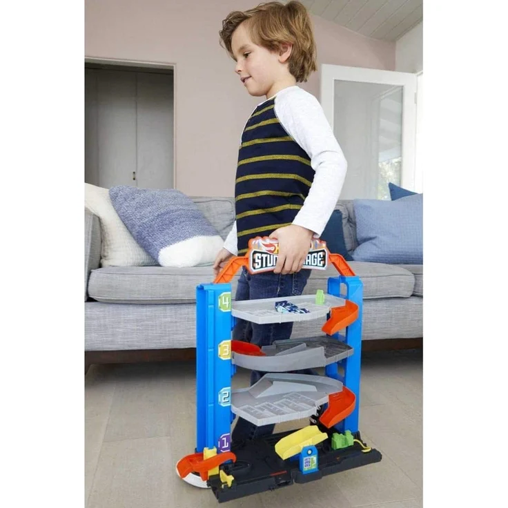 Hot Wheels GNL70 - Hot Wheels City Stunt Garage Spielset, Aufzug zum Befördern von Fahrzeugen, farbenfrohes Set, Geschenk für Kinder von 3 bis 8 Jahren – Bild 6