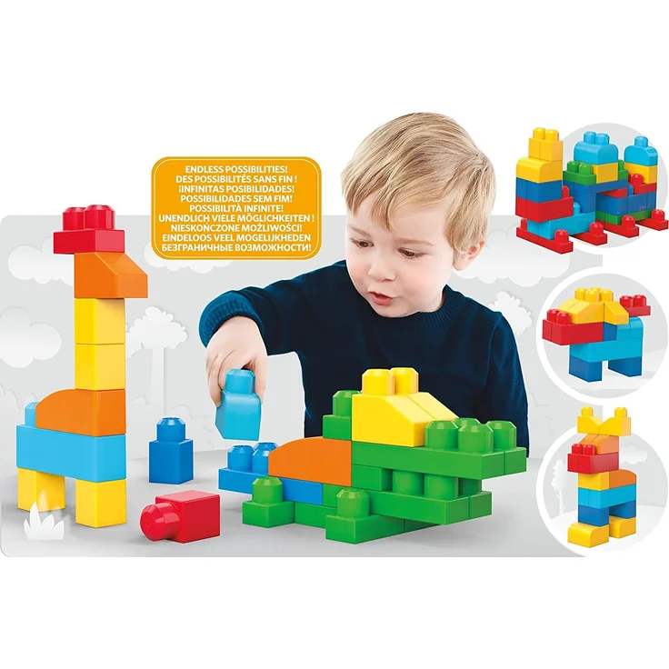 MEGA Bloks CNM43 - Bausteinebeutel, Deluxe 150 Teile, bunt, Spielzeug ab 1 Jahr – Bild 2