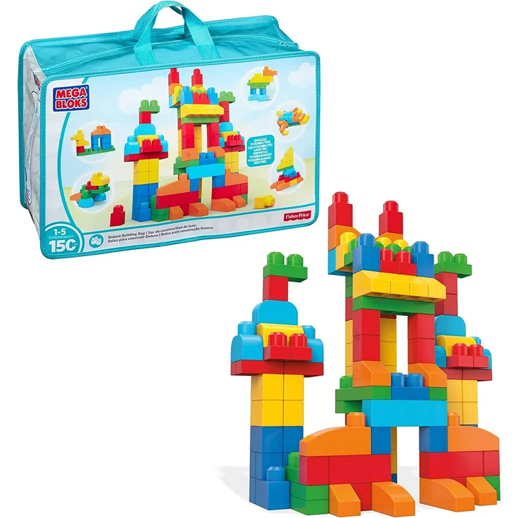 MEGA Bloks CNM43 - Bausteinebeutel, Deluxe 150 Teile, bunt, Spielzeug ab 1 Jahr – Bild 1