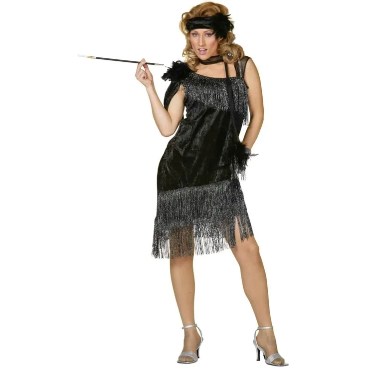 PARTY DISCOUNT Damen-Kostüm Charleston de Luxe, schwarz, Gr. 44