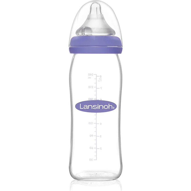Lansinoh 77150 Glas-Weithalsflasche mit NaturalWave Sauger Gr. M, 240 ml – Bild 1