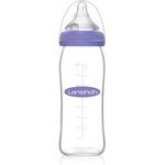 Lansinoh 77150 Glas-Weithalsflasche mit NaturalWave Sauger Gr. M, 240 ml