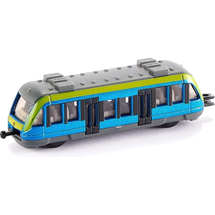 SIKU 6303, Geschenkset - Nahverkehr, Metall/Kunststoff, Multicolor, 1 Doppelstock-Reisebus, 1 Straßenbahn, 1 Nahverkehrszug, 3 Schilder – Bild 3