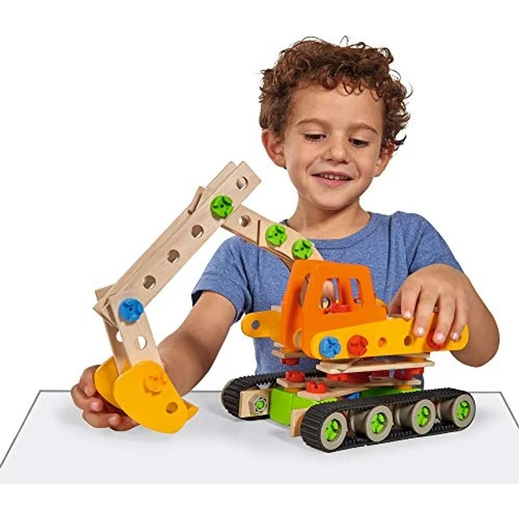 Eichhorn Constructor Raupenbagger, vielseitiges Holzspielzeug, 170 Bauteile, 4 verschiedene Konstruktionen, FSC 100% zertifiziertes Buchenholz, Hergestellt in Deutschland, für Kinder ab 6 Jahren – Bild 2