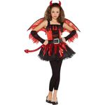 Amscan 997493 - Kinderkostüm Teufelin, Kleid mit Schwanz, Flügel, Armstulpen, Haarreif, Leggings, Teufel, Devil Girl, Mädchen, Halloween, Karneval, Mottoparty