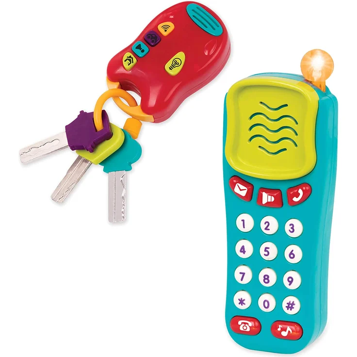 Battat – Baby Spielzeug Schlüssel und Handy mit Lichtern und Tönen – Schlüsselbund Autoschlüssel und Spielzeugtelefon für Kinder ab 10 Monaten (2 Teile) – Bild 1
