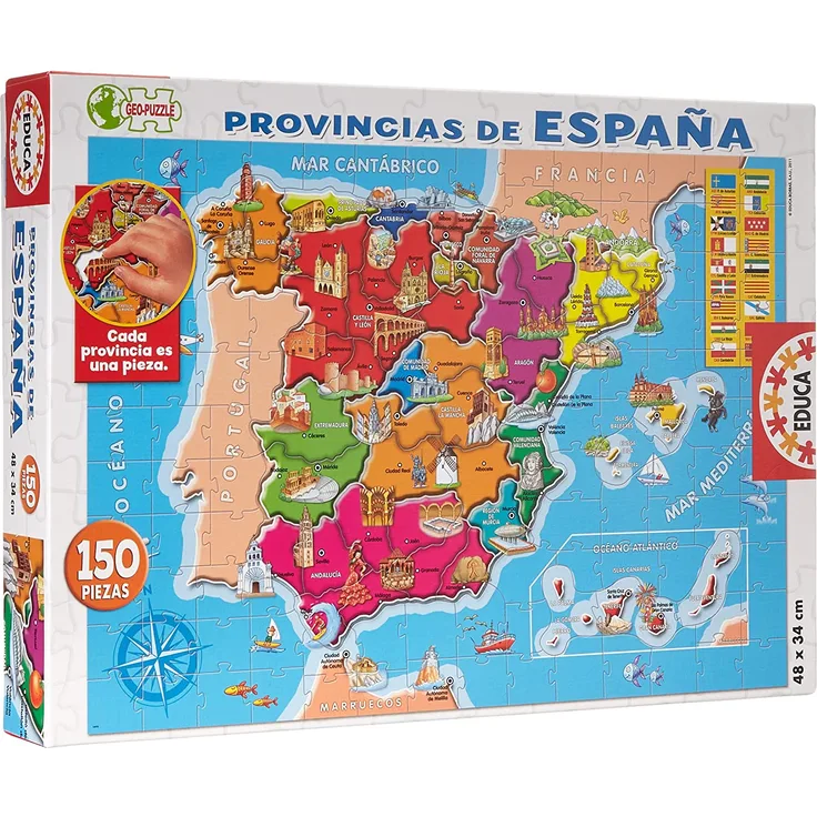 Educa Borrás Puzzle „Bezirke von Katalonien“, 150 Teile Spanien Sin Talla