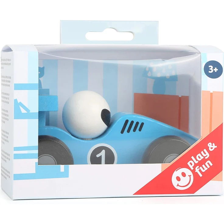 Small Foot Rennwagen Holz blau/weiß 13 x 6 cm – Bild 2