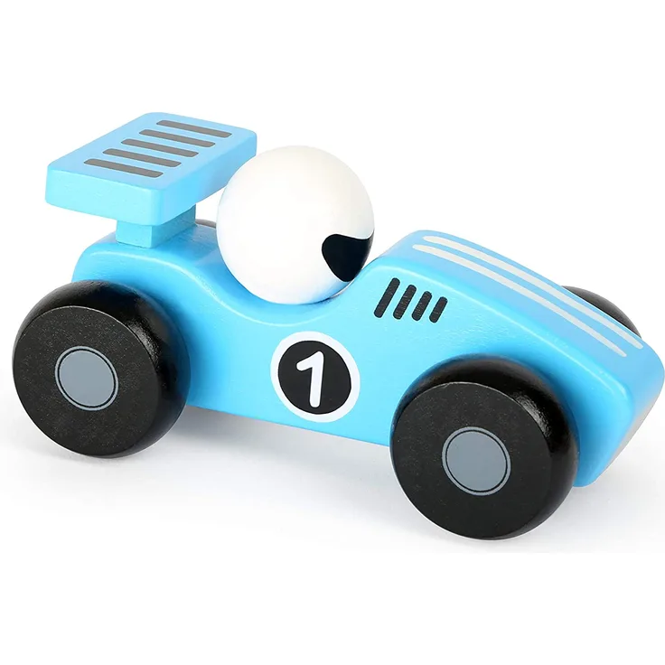 Small Foot Rennwagen Holz blau/weiß 13 x 6 cm