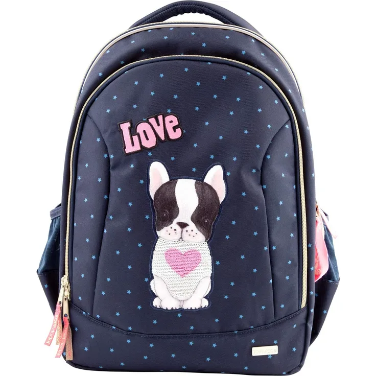 Depesche Schulrucksack Top Model - Motiv: Dog, 44 cm, 20 Liter, 0,6 kg - Farbe: dunkelblau