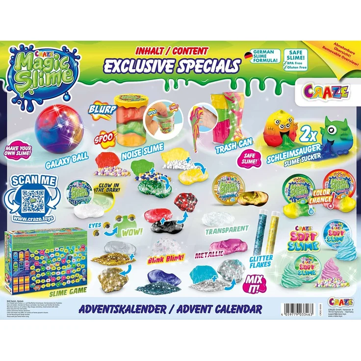 CRAZE, Adventskalender Adventskalender 2021 Magic Slime mit 24 Slimeartikeln, 33463 – Bild 5