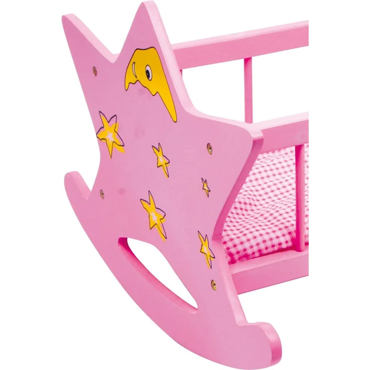 small foot 2865 Puppenwiege Stern aus Holz, in rosa mit Mond und Sternen, für Puppen bis 45 cm, ab 3 Jahren – Bild 6
