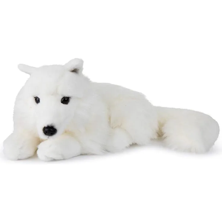 WWF WWF16981 Plüsch Polarfuchs liegend, realistisch gestaltetes Plüschtier, ca. 25 cm groß und wunderbar weich